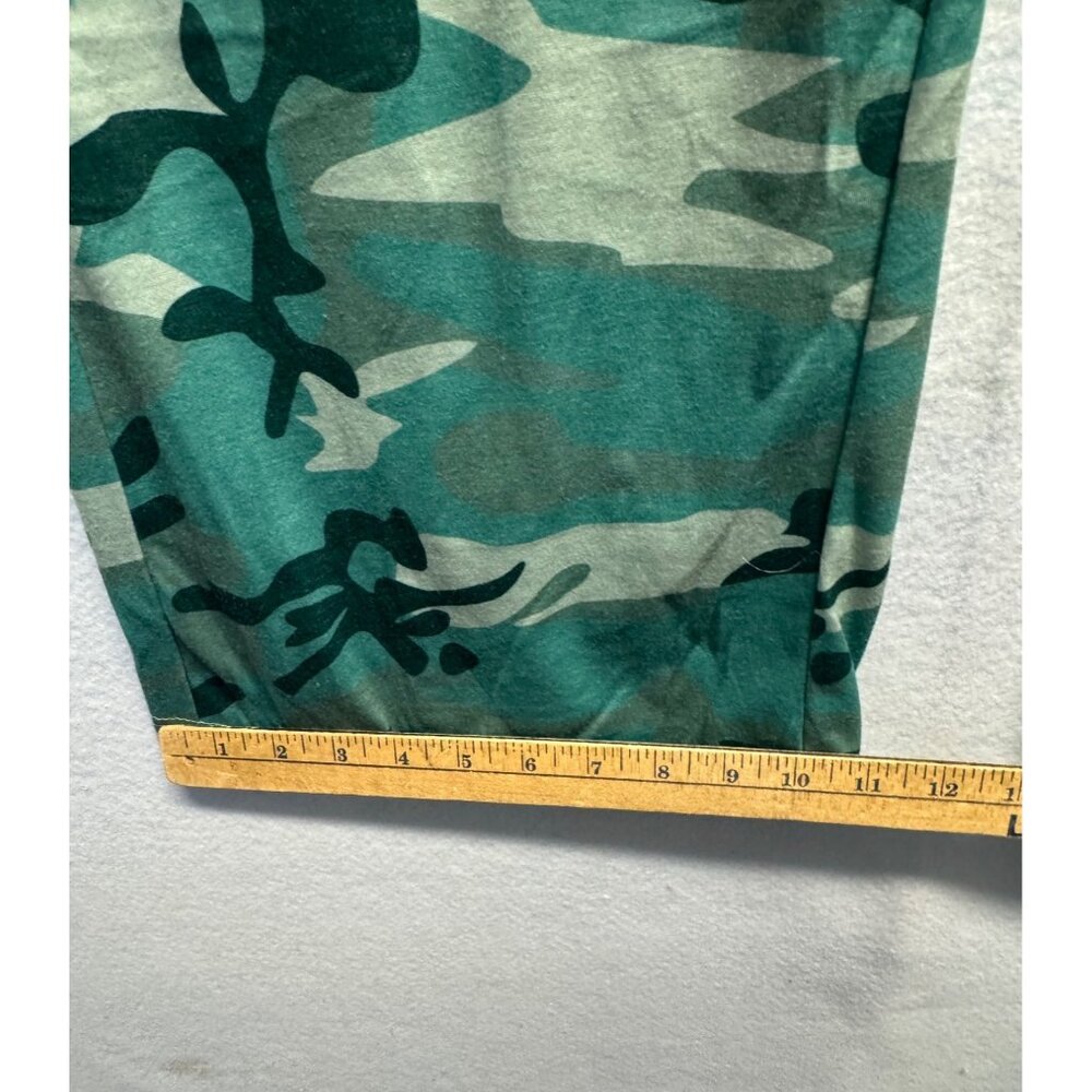 Green Camo Wide-Leg Pants With Black Waistband & Drawstring - Picture 9 of 10